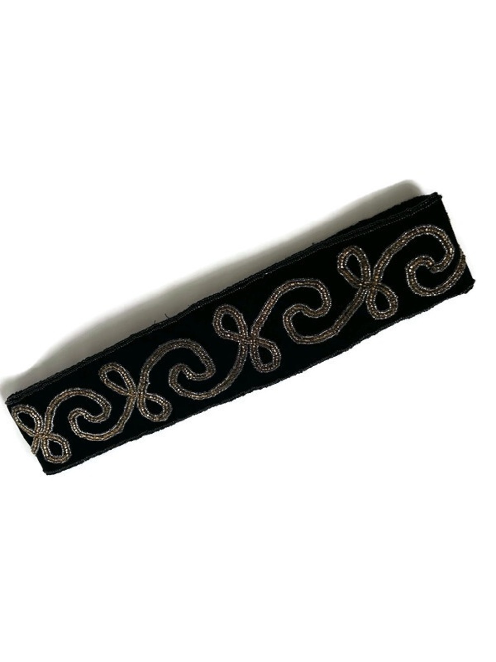 Vintage 90s Gold Beaded Art Deco Swirl Wide Waist Statement Sash Belt